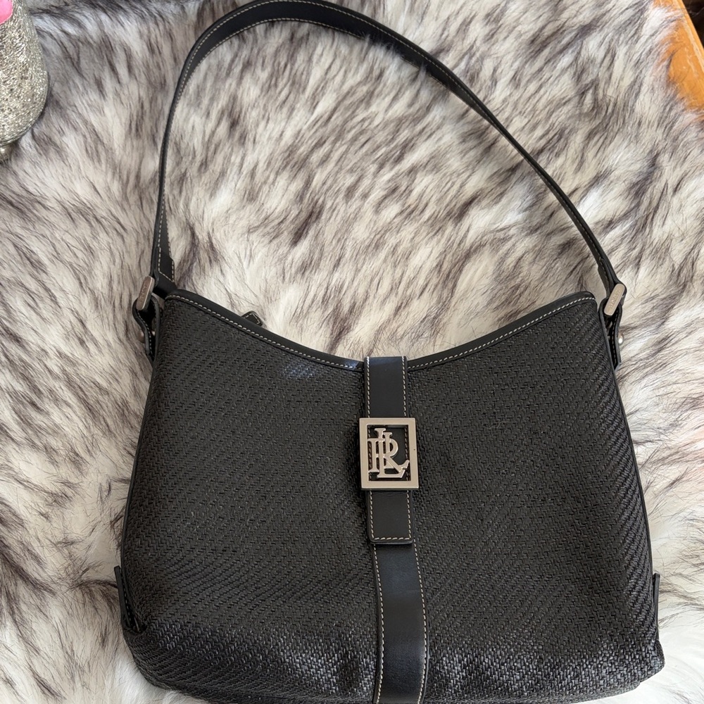 Lauren Ralph Lauren Black woven Shoulder Hobo Bag